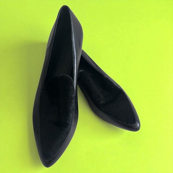 VINCE Black Calf Hair Leather Pointed Flats Size US 10 - Picture 1 of 7